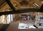 DSCN0885  The view from the mezzanine above the kitchen (which will become a study), to the bottom left are the remaining spindles to go around the top of the spiral staircase - people will need to duck under the beam to get into the study area proper!